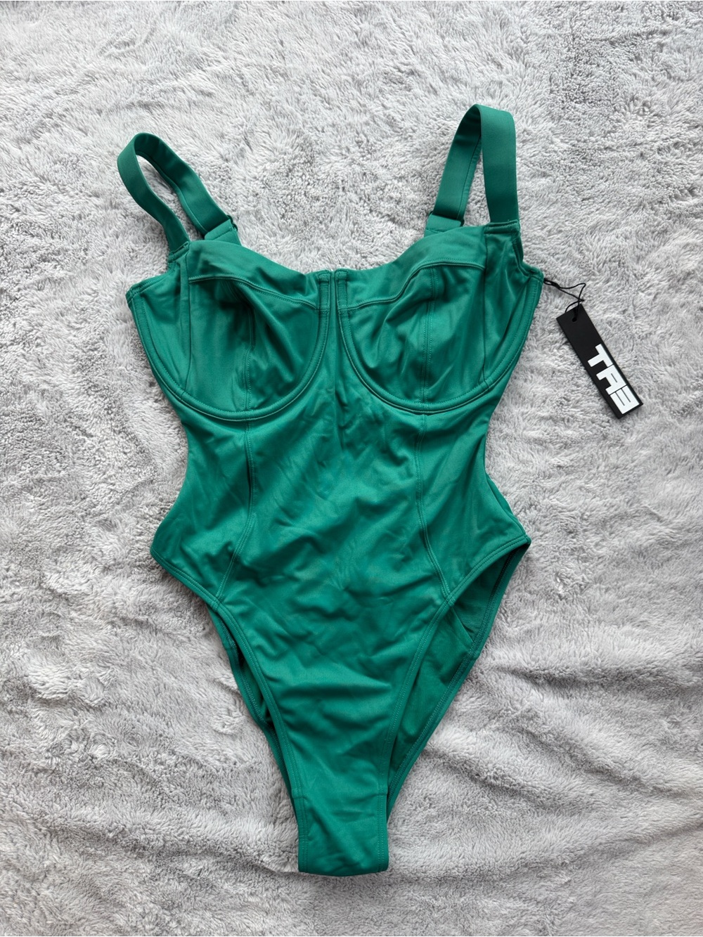 TA3 Hi Cut Lifty Snatched Waist Corset Swimsuit Emerald XS Regular Long